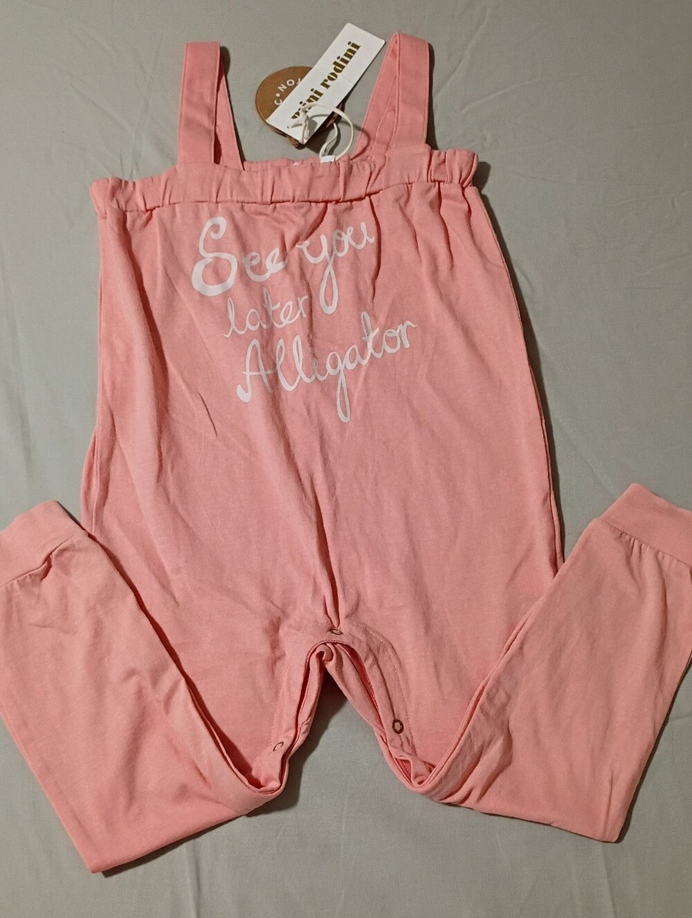 Mini Rodini Girls Peachy Pink Romper 12-18 Months NWT